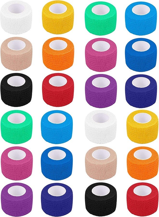 Mooerca 24 Pack Self Adherent Cohesive Wrap Bandages 1 Inches X 5 Yards, First Aid Tape, Elastic Self Adhesive Tape, Athletic, Sports wrap Tape, Bandage Wrap for Sports, Wrist, Ankle (Rainbow Color) - Image 1